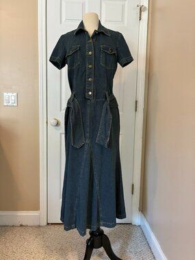 Metrostyle Blue Jean Belted Dress Size 8